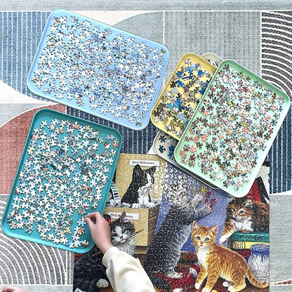 16.9" x 12" Extra-Large Puzzle Sorting Trays Stackable, 6 Pack Puzzle Sorter for Sorting 2000/3000/5000 Puzzle Pieces