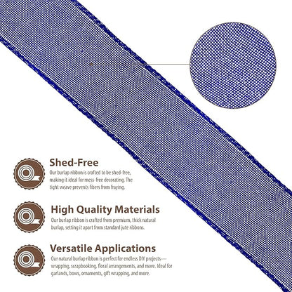 Mandala Crafts Royal Blue Burlap Ribbon 2.5 Inches Wide Jute Ribbons for Crafts - 20 Yds Roll Rustic Burlap Wrap Trim Ribbons for Wreaths Bows Wedding Party Decoration