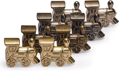 Yellow Mountain Imports Mexican Train Dominoes Accessory Set (5.8-Inch Wooden Hub Centerpiece, Die-Cast Metal Train Markers, and 60-Sheet Scorepad)