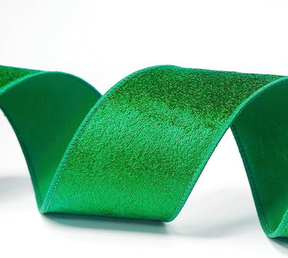 Green Velvet Ribbon 2.5 Inch x 10 Yards for Christmas Tree Topper Home Decoration Wreath Gift Wrapping DIY Craft