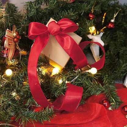 CT CRAFT LLC Satin Wired Ribbon 1.5 Inch x 20 Yards Red for Christmas Home Décor Gift Wrapping Tree Topper Bow Wreath DIY Crafts,