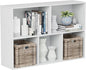Wooden Cube Storage Organizer with Closed Back Panel, 11in Cube Shelf Opening, Bookshelf, Display Shelf,Closet Cabinet for Home and Office (Embossed White, 5-Cube 35.98L*9.45W*24.09H)