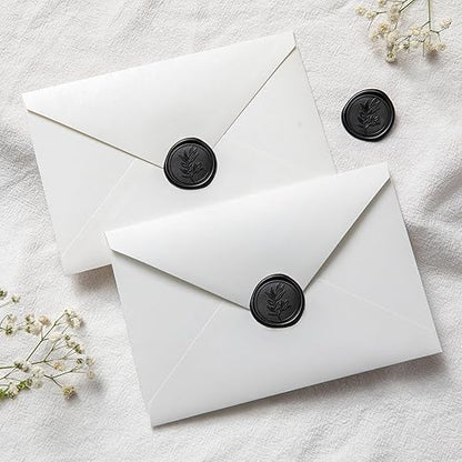 PONATIA Black Wax Seal Stickers - Wedding Invitation Seal Stickers, 50 Pcs Self- Adhesive Wax Seals, Perfect for Invitation Cards, Envelopes Christmas Cards, Gift Wrapping, Party Menu Decor