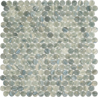 Mixed Gray Penny Round Mosaic Glass Tile – 12.2 x 12.2 Inch - 10 Sheet Pack - Luxurious Design for Bathroom Walls, Kitchen Backsplash, Shower Walls - Elegant Wall Decor - NOT Peel and Stick Tile