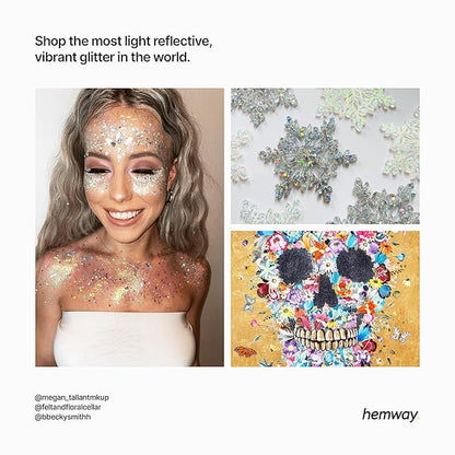 Hemway Polyurethane & Epoxy Resin Glitter 100g / 3.5oz Metallic Crystal Flake Additive for Flooring Jewelry Tumblers Glass Pigment - Fine (1/64" 0.015" 0.4mm) - Gun Metal Grey Holographic