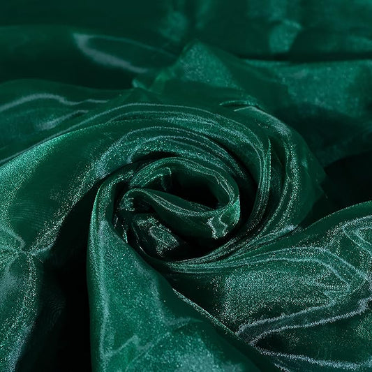 Fynite Sheer Organza Fabric | 5 Yards Long | 44" Wide | Bridal Solid Sheer Organza Bolt for Wedding Dress Fashion Craft Decorations - Hunter Green