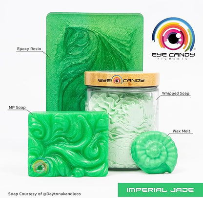 Eye Candy Pigments Premium Green Mica Powder - Imperial Jade (50gr) - for Epoxy, Resin, Soap, Paint, Woodworking, Acrylic Pouring, Bath Bombs, Fishing Lures - DIY Arts and Crafts Additive