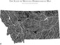 Muir Way Hydrological River Map of Montana - Watershed Topographic Wall Art for Home, Office, or Travel Decor - Unframed Flat Paper Print, 18x24