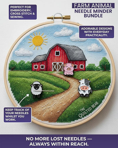 The Quilted Bear Needle Minder - Needle Minder Magnet for Keeping Sewing & Embroidery Needles, Cross Stitch Needles Safe - Stress Free Stitching Cross Stitch Supplies & Embroidery Supplies (Sheep)
