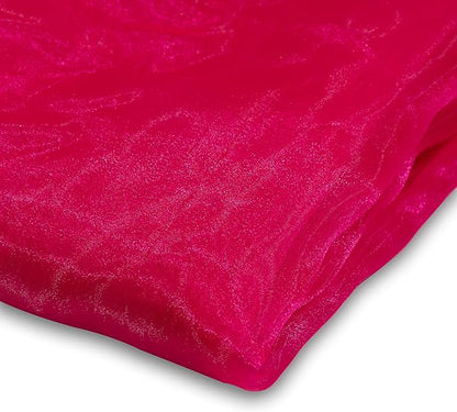 Fynite Sheer Organza Fabric - 1 Yard Long, 44" Wide - Bridal Solid Sheer Organza Bolt for Wedding Dress Fashion Craft Decorations - Silky Shiny - Hot Pink