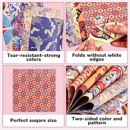 Ethnic Patterns Origami Paper - 50 Sheets 6x6 Inches - Double-Sided Traditional Cultural Art Colored Folding Paper for Adults, Artists & Kids - Ideal for Scrapbooking, Card Making and DIY Crafts