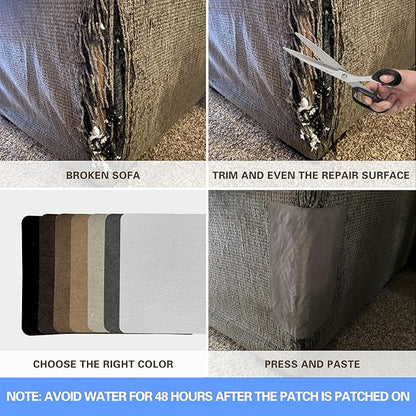 Azobur Sofa Repair Patch, 6 Piece Microfiber Patches, Self-Adhesive Patch Repair for Fabric Sofas, Luxurious Look, Quick Fix (Brown)