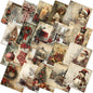 Ganeen 60 Pcs 10 x 10 Inch Vintage Christmas Quilting Fabric Squares Santa Snowman Fat Patchwork Precut Strips Watercolor Nutcracker Fabric Bundles for Winter Xmas DIY Craft Sewing Handmade Material