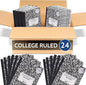 EPI Marble Hardcover College Ruled Composition Notebook | 200 Pages (100 Sheets), 9.75 x 7.5 in, Sturdy Sewn Binding | School, Office, Journaling, Notes - 24 Pack