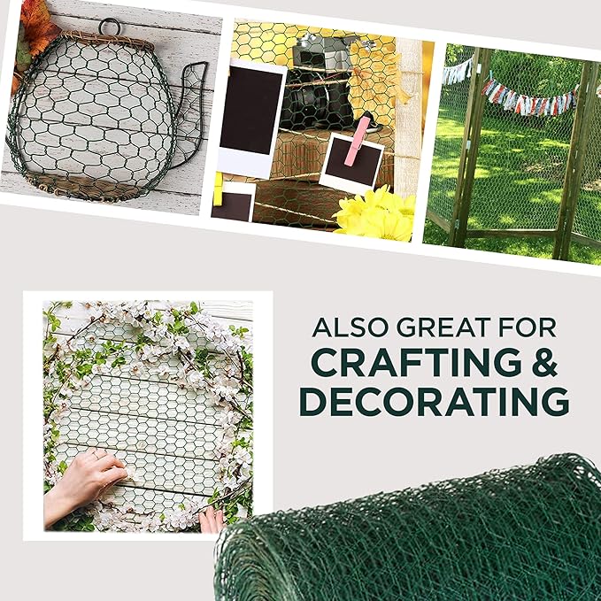 SLS SUPPLY FLORA - Green Florist Netting, Customizable Floral Wire, Steel Wire Mesh Roll, Versatile and Durable Garden Netting, Essential Floral Arrangement Supplies, 12 inches x 150 feet