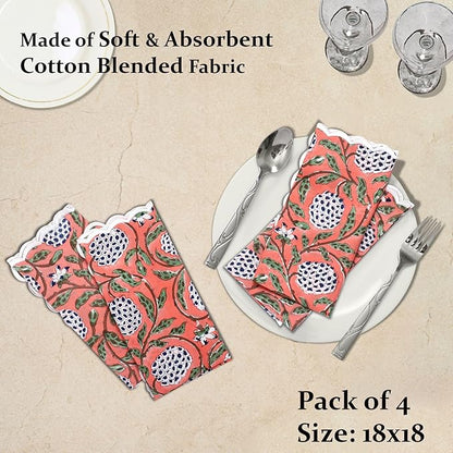 Ridhi Cloth Napkins 100% Pure Cotton Farmhouse Wedding Dinner Napkins for Halloween, Thanksgiving, Holiday Daily Wedding uses Napkins (6-9"x9" Cocktail Napkin, Dark Salmon Pink)