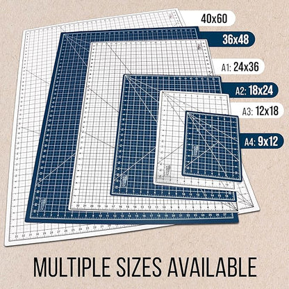 U.S. Art Supply 18" x 24" Self-Healing Cutting Mat 5-Ply - Double-Sided White/Blue Craft Mat, Non-Slip Cutting Mats for Crafts, Sewing, Quilting, Scrapbooking