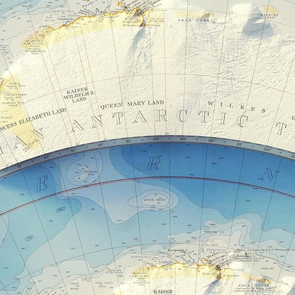 Muir Way Shaded Relief Elevation Map of Antarctica - Vintage-Style Topographic Wall Art with Map Look - Unframed Flat Paper Print, 28x36
