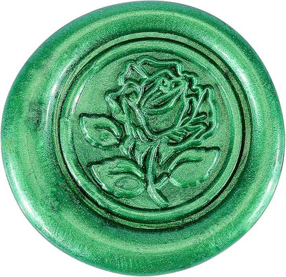 Yoption 12 Pcs Sealing Wax Sticks with Wicks, Antique Metallic Green Totem Fire Manuscript Seal Wax for Wax Seal Stamp (Metallic Green)