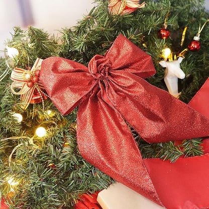 CT CRAFT LLC Glitter Wired Ribbon 4" x 10 Yards Red for Christmas Home Decor Bow Gift Wrapping DIY Crafts Wreath
