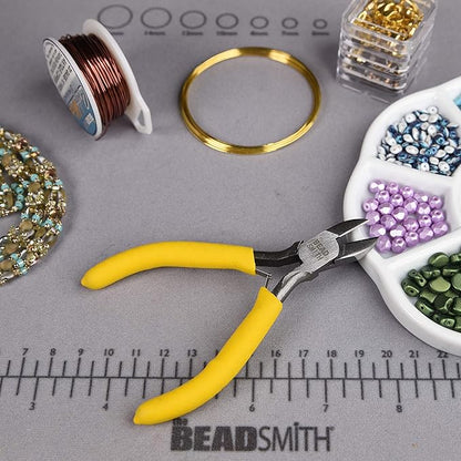 The Beadsmith Color-ID Side Cutter – 5 inches (127mm) – Yellow Comfort Grip Handle – Polished Steel Head and Double-Leaf Spring - Tool for Jewelry Making