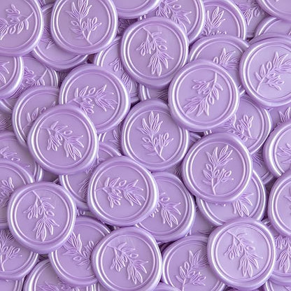 PONATIA Lilac Wax Seal Stickers - 50 Pcs Self- Adhesive Eucalyptus Wedding Seal Stickers, Perfect for Invitation Cards, Envelopes, Christmas Cards, Gift Wrapping, Party Menu Décor