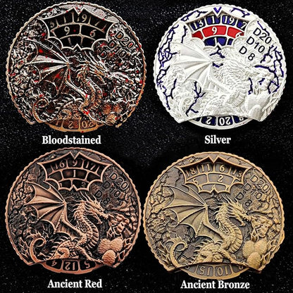 DND Dice Set Roulette: Fidget D4 D6 D8 D10 D10% D12 D20 All in One Metal D&D Spinner Dice - Cool Role Playing Dice Gifts for Dungeons and Dragons TRPG MTG Games Lover Players (Bloodstained)