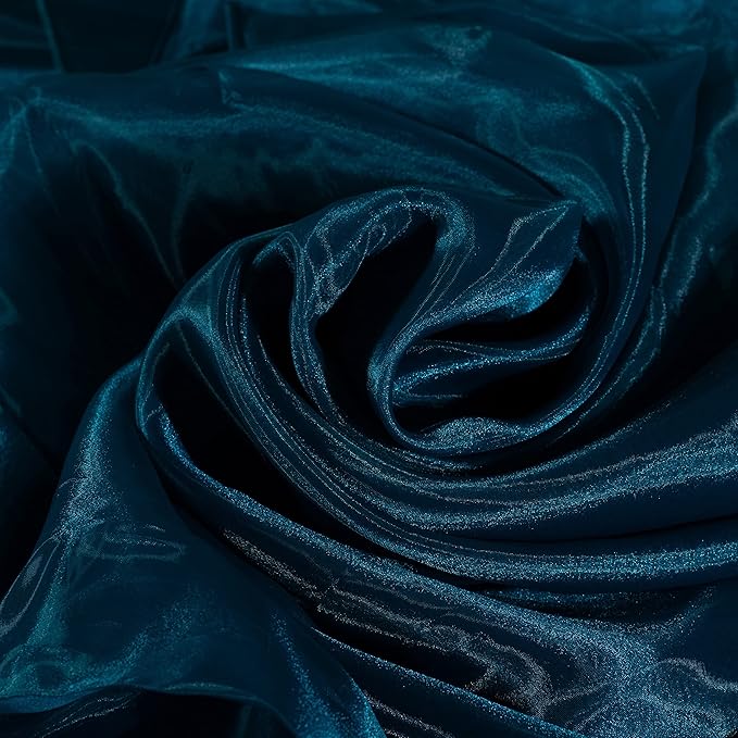 Fynite Sheer Organza Fabric | 1 Yard Long | 44" Wide | Bridal Solid Sheer Organza Bolt for Wedding Dress Fashion Craft Decorations - Dark Teal