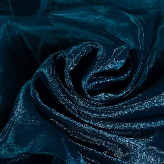 FYNITE Organza Fabric | Cristal Organza Fabric Bolt for Bridal Wedding Dress Fashion Craft Decorations Silky Shiny Organza 44'' (Dark Teal, 10 Yard)