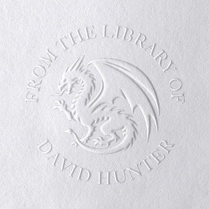 Dragon Book Embosser, Custom Round Library Book Embosser, Fantasty Fiction Dragon Ex Libris Embosser, Gift for Book Lover | Black or Pink Embosser (Dragon #3)