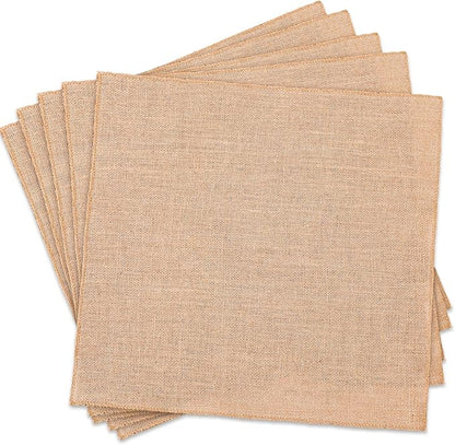 Preboun 5 Pcs Burlap Squares Multipurpose Natural Burlap Placemats Bulk for Farmhouse Home Party Wedding Table Cover Centerpieces Craft Supplies(20 Inch)