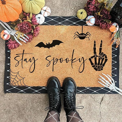 Halloween Stencils for Door Mats Welcome Skeleton Doormat Stencils Boo Spooky Stencil Templates for Painting on Wood Fabrics Crafts Decor