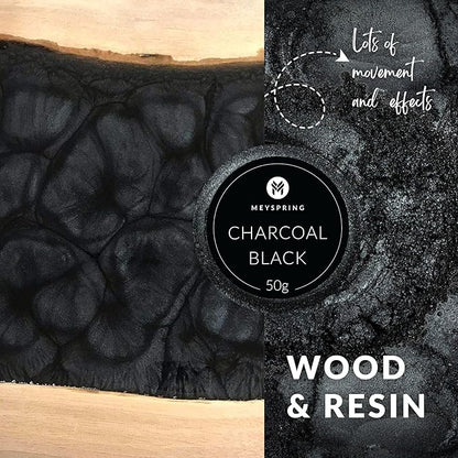 MEYSPRING Charcoal Black Mica Powder for Epoxy Resin - 50 Grams - Great for Resin Art and UV Resin - Epoxy Resin Color Pigment