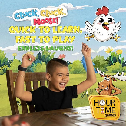 Hour Time Games Cluck Cluck Moose – Hilarious Animal-Themed Card Game for a Fun Family Game Night, Family Games for Kids & Families, Reunion Gift Ideas, Stocking Stuffer & Goodie Bag Gift for Ages 4+