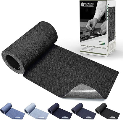 KING MOUNTAIN Iron-on Repair Patch,3"x60"100% Cotton Denim Iron-on Repair Patch, Jeans and Clothing Repair and Decoration Kit (Black)