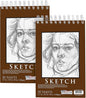 U.S. Art Supply 5.5”x8.5 Premium Heavy-Weight Paper Spiral Bound Sketch Book: 90 Pound (160gsm), 30-Sheet Drawing Pad (2 Pack)