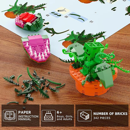 Audrey 2 Cannibal Flower Building Block Set, Little Shop of Horrors Piranha Plant with Openable Mouth Toy Collection, Great Birthday, Christmas, Halloween, for Kids 6+, TV Fans (342 PCS)
