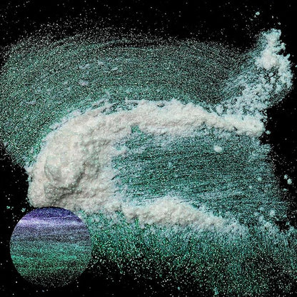 Matio Chameleon Mica Powder, 1.06oz/ 30g Aurora White Chrome Powder, Pearlescent Effect Color Shift Pigment for Resin Craft, Soap Candle Dye, Nail Art, Makeup, Bath Bomb, Paint, Slime Pigment
