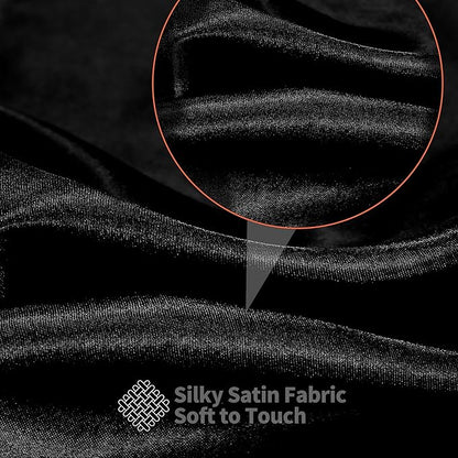 RUDONG M Black Satin Fabric by The Yard, 3 Yard x 60 Inch Wide Silky Charmeuse Satin Fabric, Soft Satin Fabric for Wedding Decorations, Bridal Dress, Sewing, Accessories, DIY Crafts