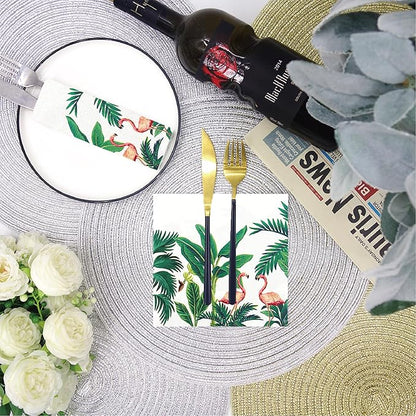 80-Pack Napkins Disposable Paper Towel Cocktail Dinner Party Decoration, White Flamingo