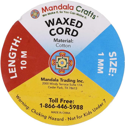 Mandala Crafts 1mm 273 Yards Assorted Cotton Waxed Cord for Jewelry Making Bracelet Cord Waxed String - Beading String Thread Jewelry Cords for Necklaces String