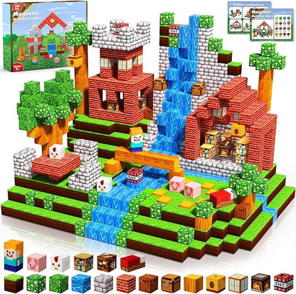 Magnetic Blocks-100PCS Grassland Building Blocks Set, Kids Classroom Sensory Toy, STEM Learning, Construction Stacking Toy for Kids 3+ Boys & Girls