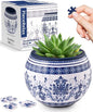 PieceRelax 3D Puzzle Planter - Classic Ornamental Style - Small Round Plant Pots with Drainage, Home Decor Flower Pots for Indoor Cactus, Succulents Pots [K1103]