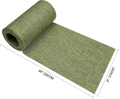 King Mountain Premium Linen Fabric Iron-on Repair Patch Kit, 3"x60" with Backing Glue, Decorative Patch for Inside & Outside Fabric Repair (Linen, Grass Green)
