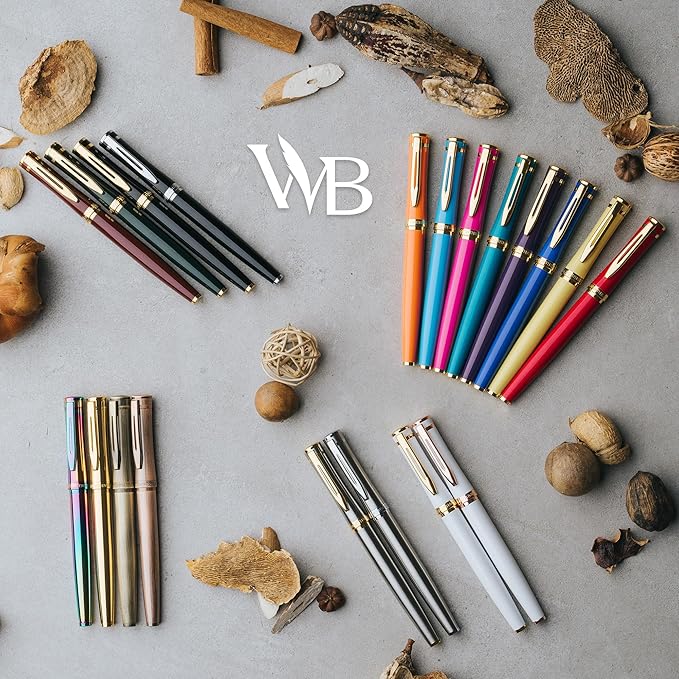 Wordsworth & Black Fountain Pen Set, Medium Nib, Includes 24 Ink Cartridges and Ink Refill Converter, Gift Case, Journaling, Calligraphy, Smooth Writing Pens [Black Gold], Perfect for Men and Women