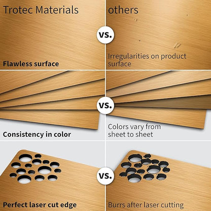 Trotec TroLase Lights | 24"x12"x1/250"(0.1mm thick) | Adhesive-Backed Flexible Laser Engraving Sheet/Film for Decal & Label | Double Color Plastic Sheet for Engraving | Brass/Black | 10pcs