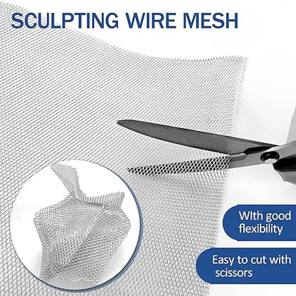 Sculpting Wire Mesh 15.7 Inch by 16.4 Foot Roll，Aluminum Wire Mesh for Arts and Craft for Sculpting Clay, DIY Projects, Model Train Scenery, Dioramas, Jewelry, Masks, Home Decor Art