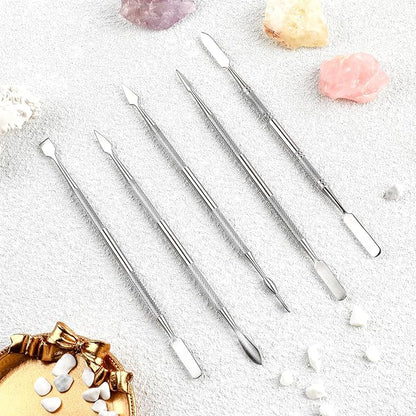 Clay Sculpting Tools, 5 PCS Stainless Steel Pottery Spatula Wax Carving Tools Set Double-Ended Polymer Clay Tools Kit for Modeling, Embossing, Sculpting and Shaping Miniatures