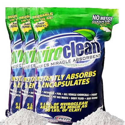 5 LB (Pack of 3) - Absorbs up to 180 LBS! Spill Absorbent & Encapsulant for Oil, Paint, Pet Waste, Chemicals and More.