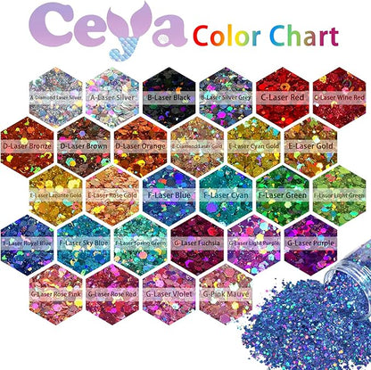 Ceya Holographic Chunky Glitter, 4.9oz/ 140g Rose Gold Craft Glitter Powder Mixed Chunky & Fine Flakes Iridescent Nail Sequins for Nail, Hair, Epoxy Resin, Tumblers, Slime, Painting, Festival Decor